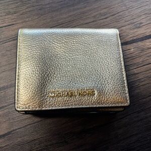 Gold Michael Kors compact card case